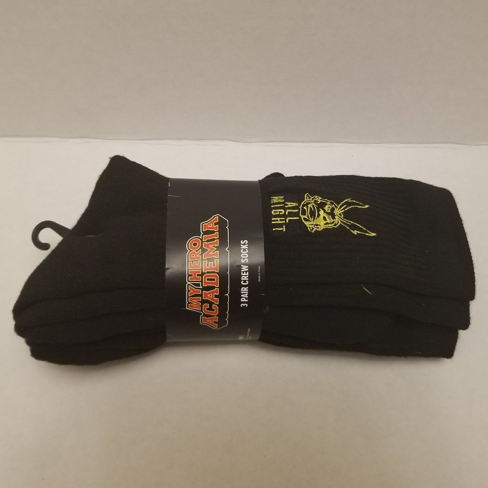MHA My Hero Academia Men's Embroidered Crew Socks - 3 pairs